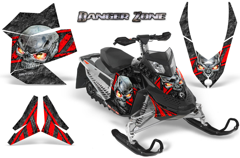 Skidoo REV XP Graphics Kit Danger Zone Red